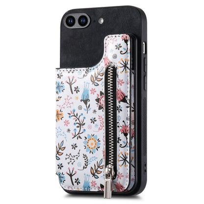 Retro Painted Zipper Wallet Back Phone Case