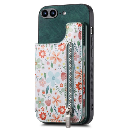 Retro Painted Zipper Wallet Back Phone Case