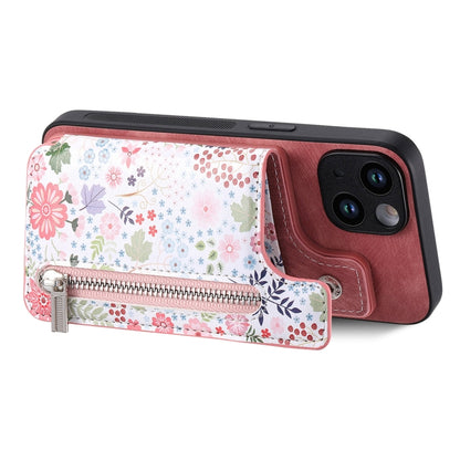 Retro Painted Zipper Wallet Back Phone Case
