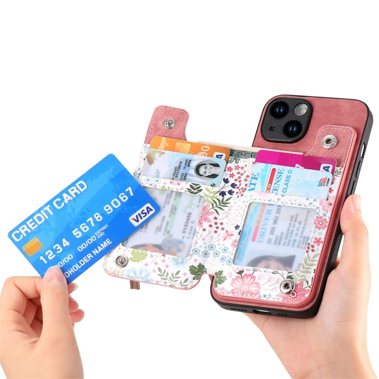 Retro Painted Zipper Wallet Back Phone Case