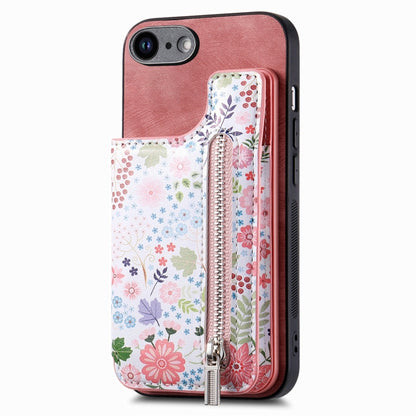 Retro Painted Zipper Wallet Back Phone Case