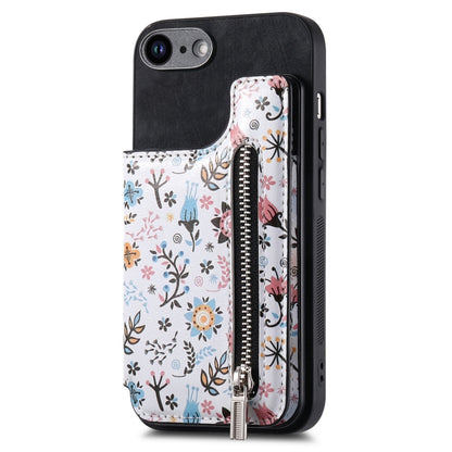Retro Painted Zipper Wallet Back Phone Case