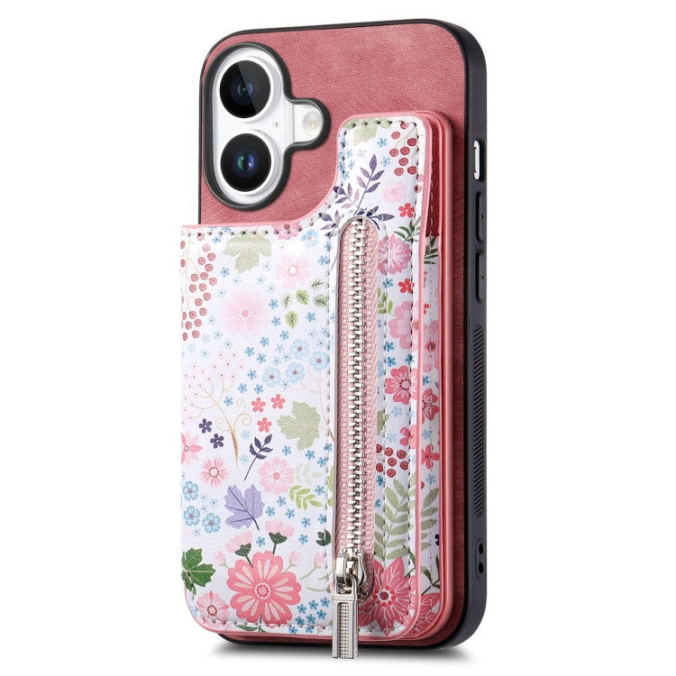 Retro Painted Zipper Wallet Back Phone Case