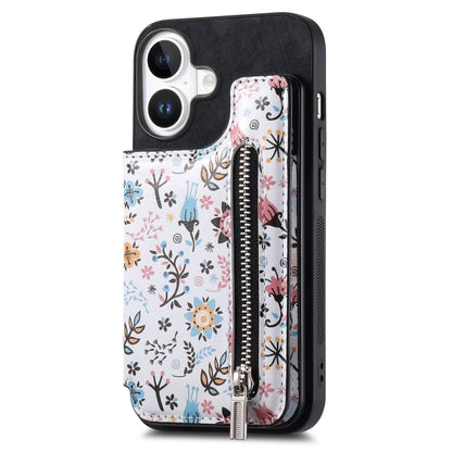 Retro Painted Zipper Wallet Back Phone Case