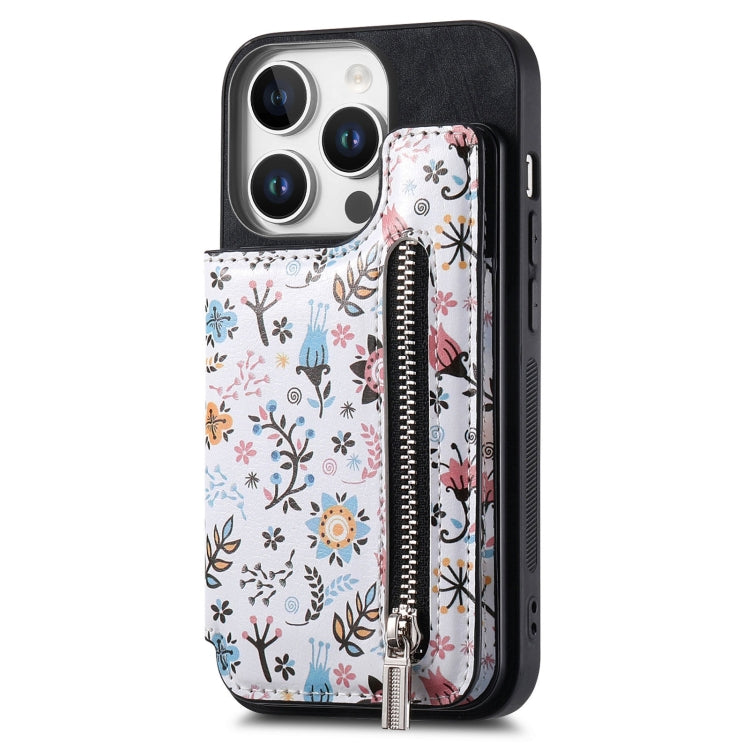 Retro Painted Zipper Wallet Back Phone Case