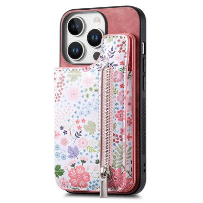 Retro Painted Zipper Wallet Back Phone Case
