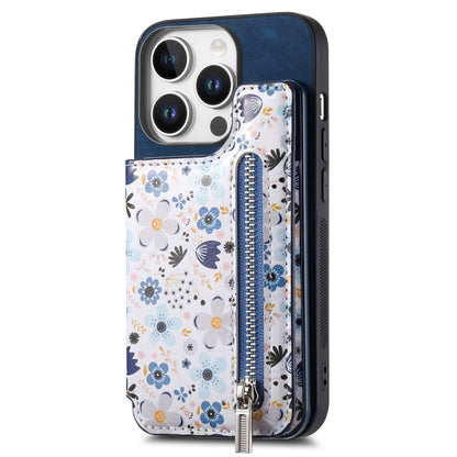 Retro Painted Zipper Wallet Back Phone Case