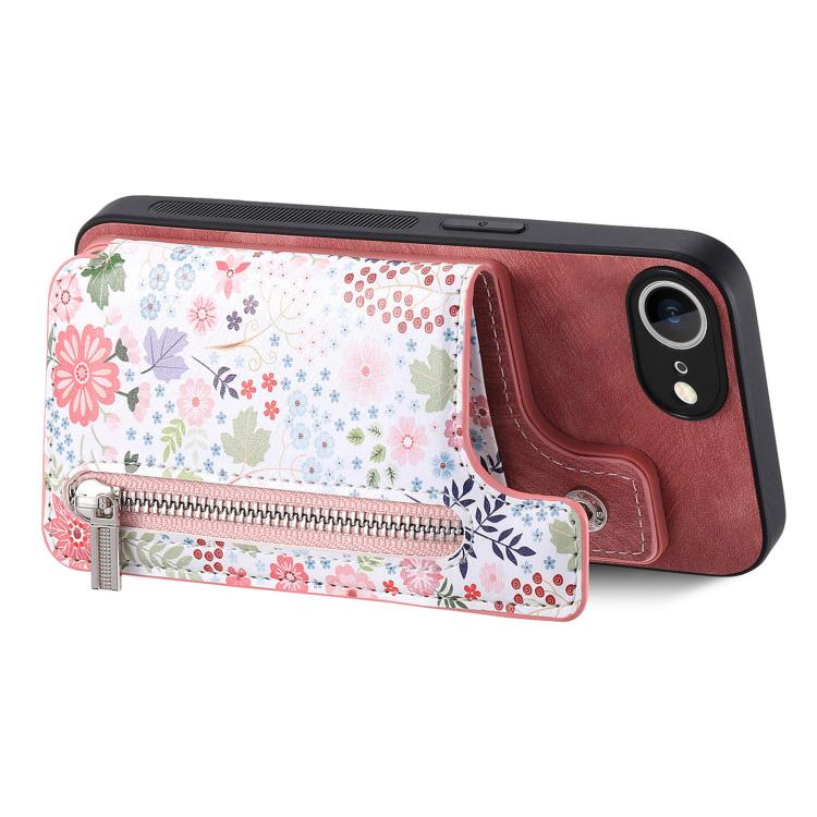 Retro Painted Zipper Wallet Back Phone Case