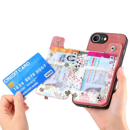 Retro Painted Zipper Wallet Back Phone Case