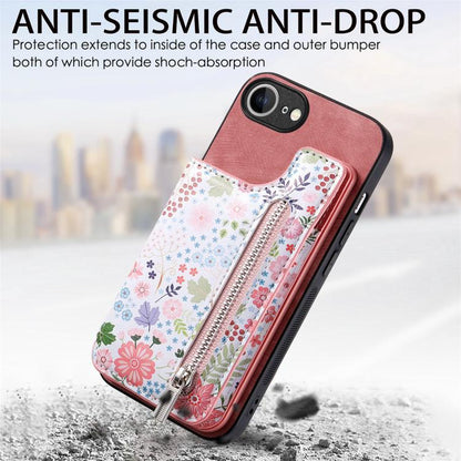 Retro Painted Zipper Wallet Back Phone Case