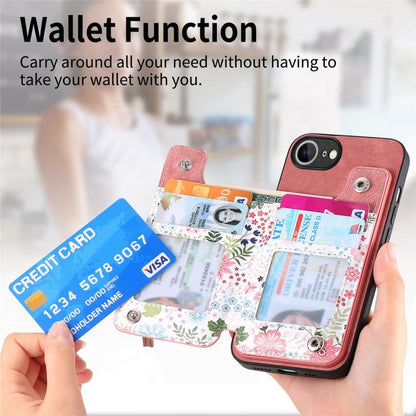 Retro Painted Zipper Wallet Back Phone Case