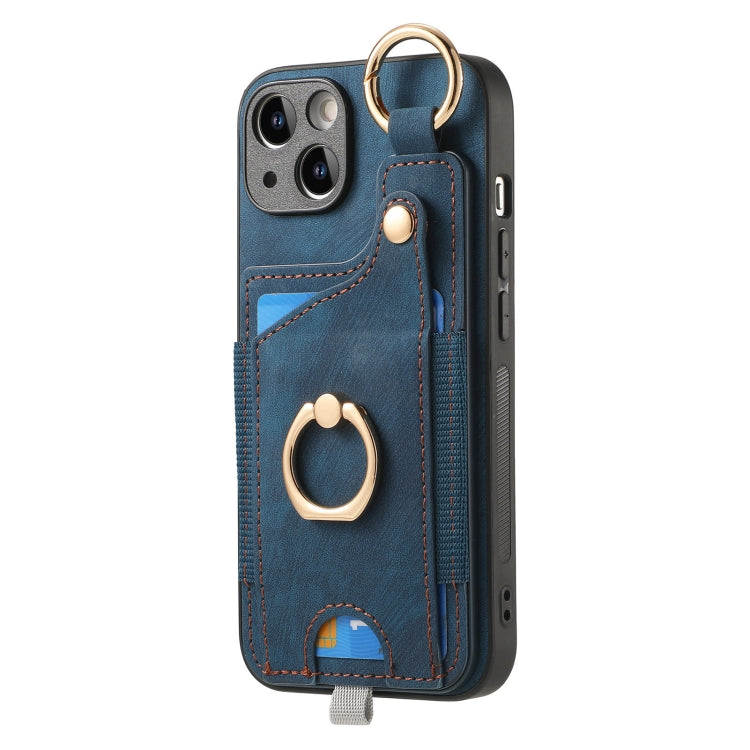 Retro Skin-feel Ring Card Bag Phone Case with Hang Loop, For iPhone 13, For iPhone 12������������...