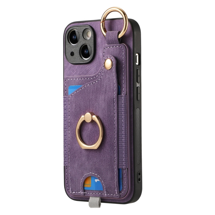 Retro Skin-feel Ring Card Bag Phone Case with Hang Loop, For iPhone 16 Pro Max, For iPhone 16 Pro...