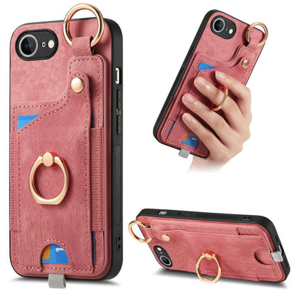 Retro Skin-feel Ring Card Bag Phone Case with Hang Loop, For iPhone 16 Pro Max, For iPhone 16 Pro...