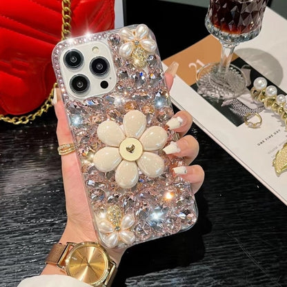Sunflower Holder Hand-set Diamond PC Phone Case, For iPhone 16e, For iPhone 16 Pro Max�����������...