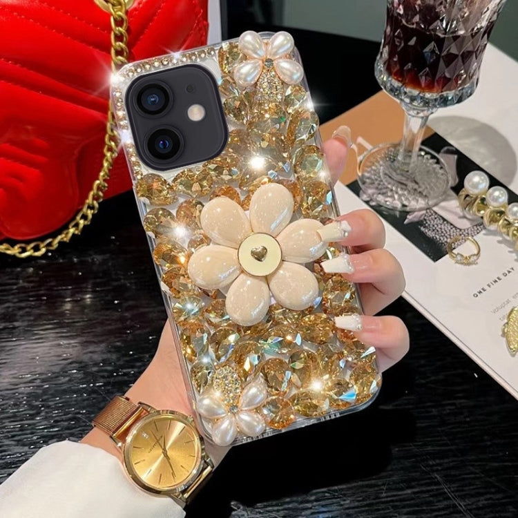 Sunflower Holder Hand-set Diamond PC Phone Case, For iPhone 16e, For iPhone 16 Pro Max�����������...