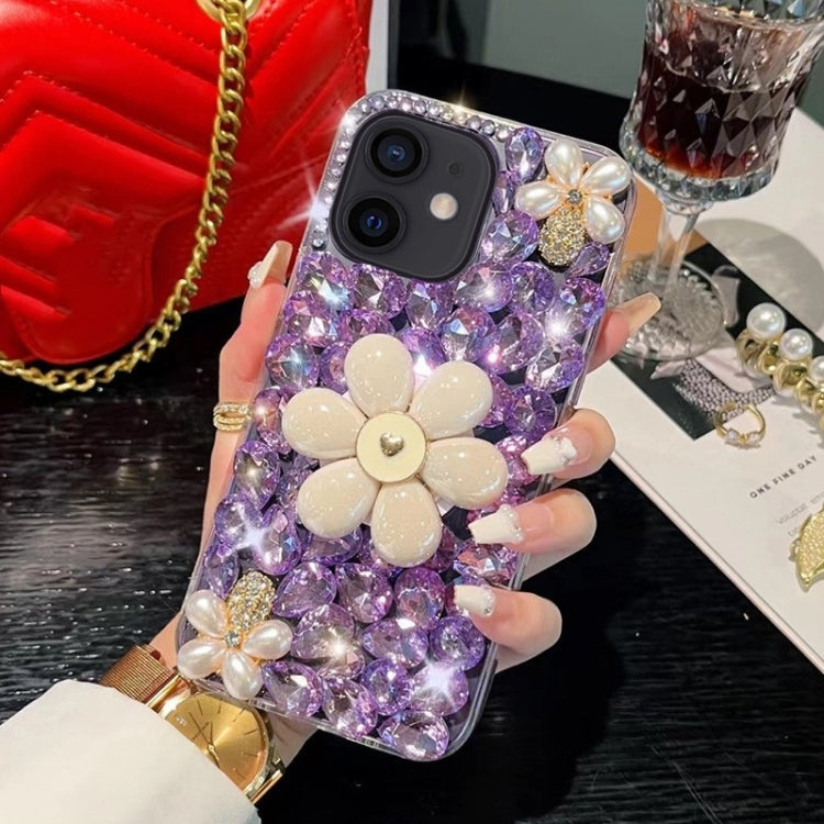 Sunflower Holder Hand-set Diamond PC Phone Case, For iPhone 16e, For iPhone 16 Pro Max�����������...