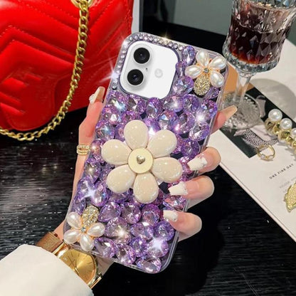 Sunflower Holder Hand-set Diamond PC Phone Case, For iPhone 16e, For iPhone 16 Pro Max�����������...