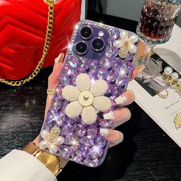 Sunflower Holder Hand-set Diamond PC Phone Case, For iPhone 16e, For iPhone 16 Pro Max�����������...
