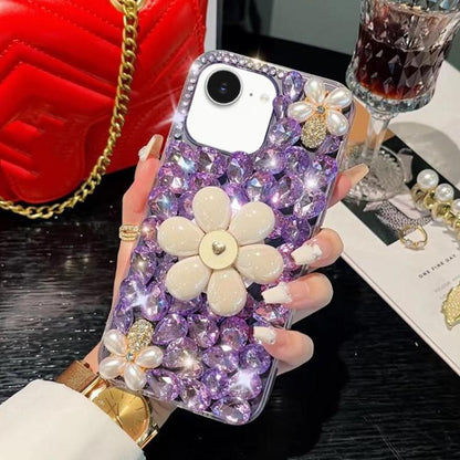 Sunflower Holder Hand-set Diamond PC Phone Case, For iPhone 16e, For iPhone 16 Pro Max�����������...