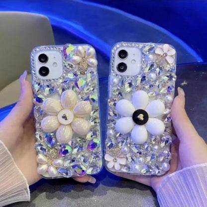 Sunflower Holder Hand-set Diamond PC Phone Case, For iPhone 16e, For iPhone 16 Pro Max�����������...