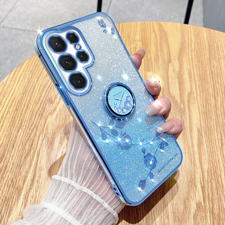 Gradient Glitter Immortal Flower Ring All-inclusive Phone Case, For Samsung Galaxy S25 5G��������...