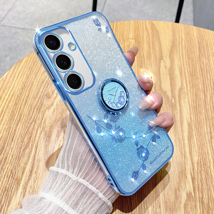 Gradient Glitter Immortal Flower Ring All-inclusive Phone Case, For Samsung Galaxy S25 5G��������...