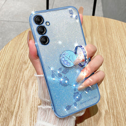 Gradient Glitter Immortal Flower Ring All-inclusive Phone Case, For Samsung Galaxy S25 5G��������...