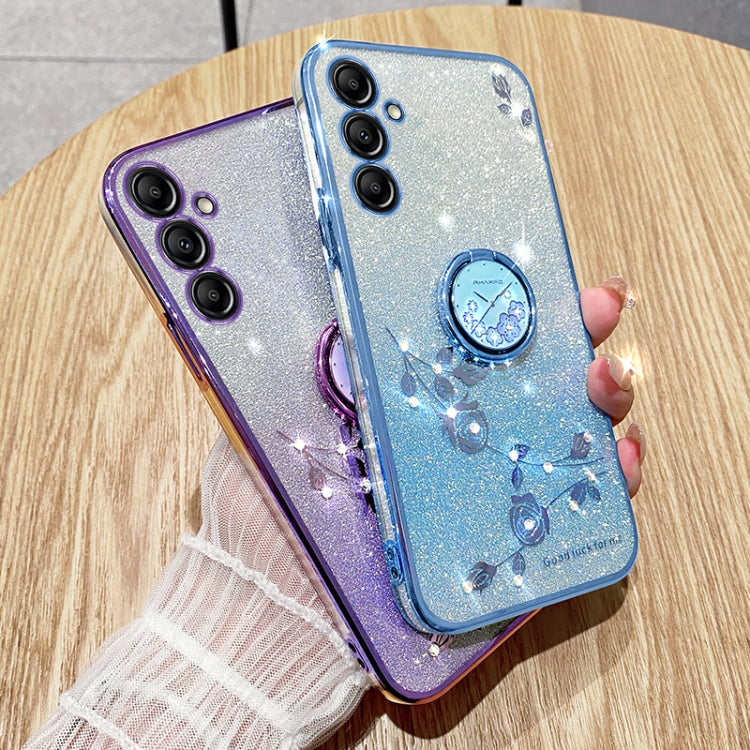 Gradient Glitter Immortal Flower Ring All-inclusive Phone Case, For Samsung Galaxy S25 5G��������...