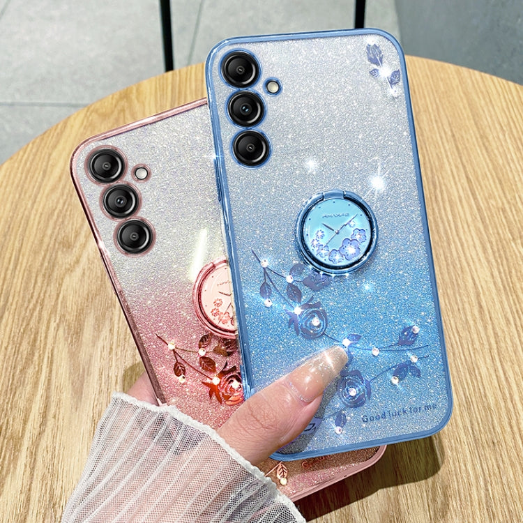 Gradient Glitter Immortal Flower Ring All-inclusive Phone Case, For Samsung Galaxy S25 5G��������...