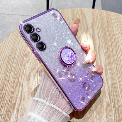 Gradient Glitter Immortal Flower Ring All-inclusive Phone Case, For Samsung Galaxy S25 5G��������...