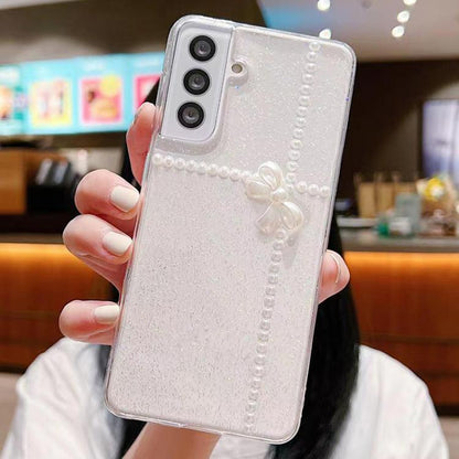 Pearl Bow Glitter Epoxy TPU Phone Case, For Samsung Galaxy S25 5G, For Samsung Galaxy S25+ 5G����...