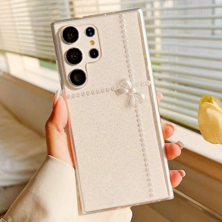 Pearl Bow Glitter Epoxy TPU Phone Case, For Samsung Galaxy S25 5G, For Samsung Galaxy S25+ 5G����...