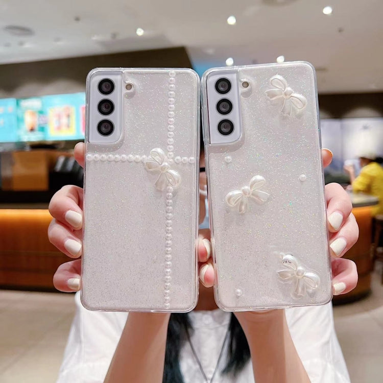 Pearl Bow Glitter Epoxy TPU Phone Case, For Samsung Galaxy S25 5G, For Samsung Galaxy S25+ 5G����...