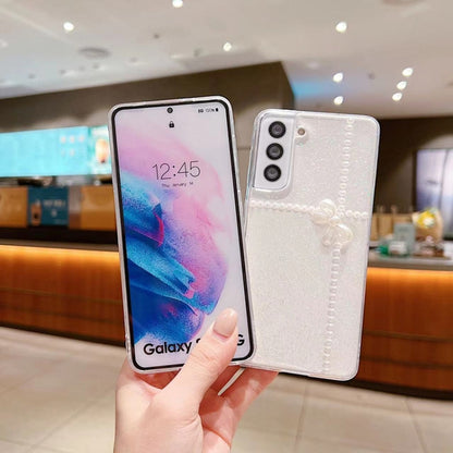 Pearl Bow Glitter Epoxy TPU Phone Case, For Samsung Galaxy S25 5G, For Samsung Galaxy S25+ 5G����...