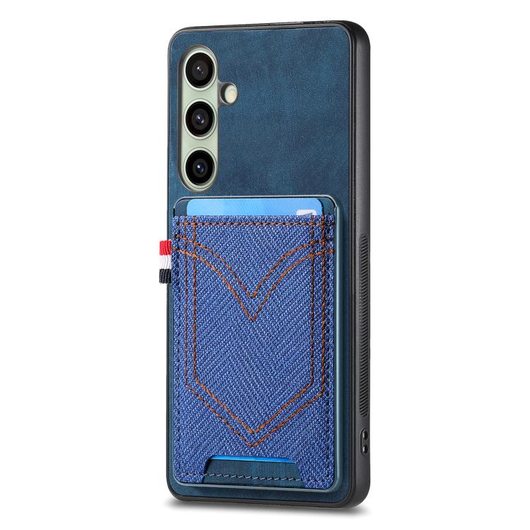 Denim Texture Leather Skin Phone Case with Card Slot