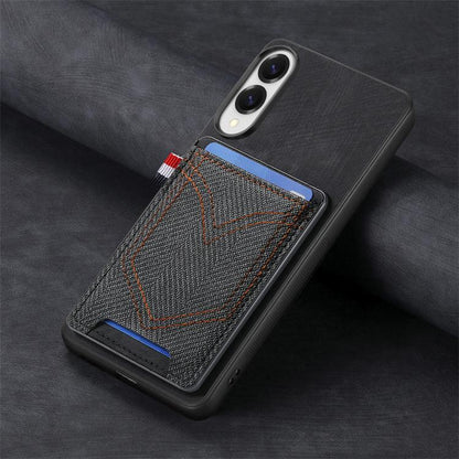 Denim Texture Leather Skin Phone Case with Card Slot