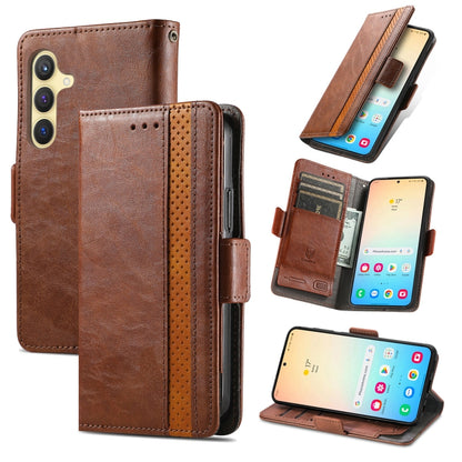 CaseNeo Splicing Dual Magnetic Buckle Leather Phone Case