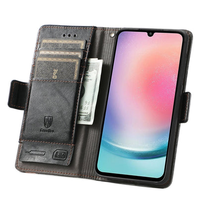 CaseNeo Splicing Dual Magnetic Buckle Leather Phone Case
