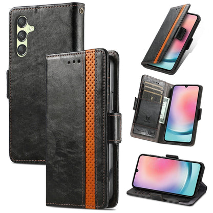CaseNeo Splicing Dual Magnetic Buckle Leather Phone Case