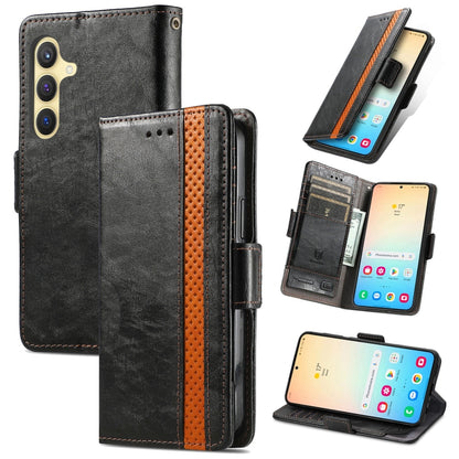CaseNeo Splicing Dual Magnetic Buckle Leather Phone Case