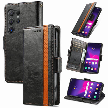 CaseNeo Splicing Dual Magnetic Buckle Leather Phone Case