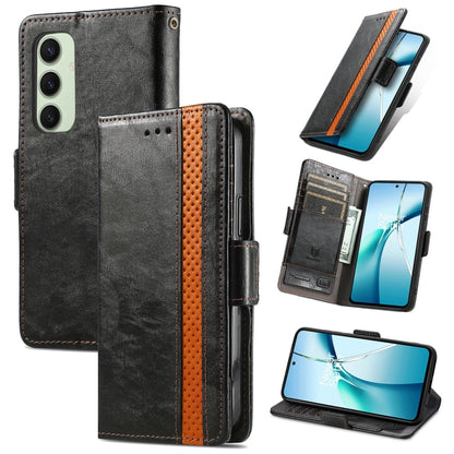 CaseNeo Splicing Dual Magnetic Buckle Leather Phone Case