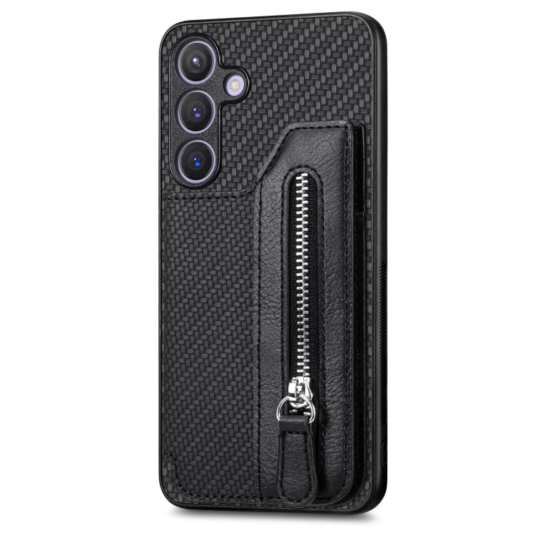 Carbon Fiber Horizontal Flip Zipper Wallet Phone Case, For Samsung Galaxy S25 Edge 5G������������...