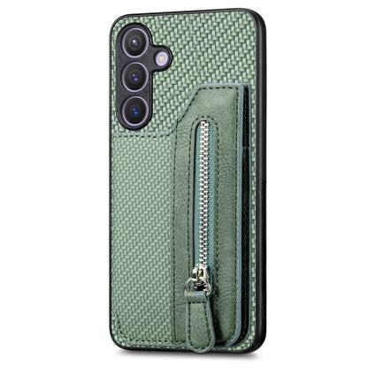 Carbon Fiber Horizontal Flip Zipper Wallet Phone Case, For Samsung Galaxy S25 Edge 5G������������...