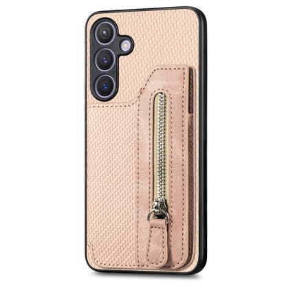 Carbon Fiber Horizontal Flip Zipper Wallet Phone Case, For Samsung Galaxy S25 Edge 5G������������...