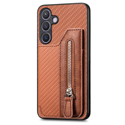 Carbon Fiber Horizontal Flip Zipper Wallet Phone Case, For Samsung Galaxy S25 Edge 5G������������...