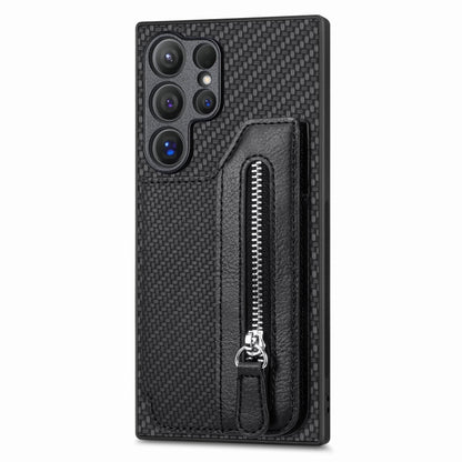 Carbon Fiber Horizontal Flip Zipper Wallet Phone Case, For Samsung Galaxy S25 Edge 5G������������...