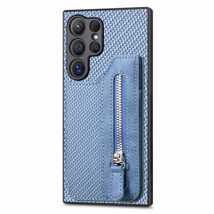 Carbon Fiber Horizontal Flip Zipper Wallet Phone Case, For Samsung Galaxy S25 Edge 5G������������...