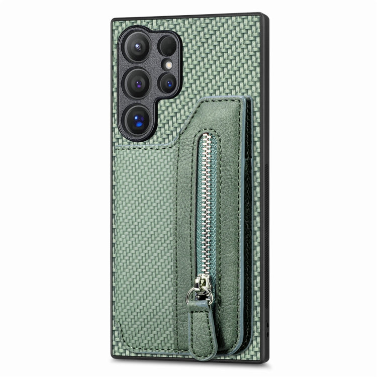 Carbon Fiber Horizontal Flip Zipper Wallet Phone Case, For Samsung Galaxy S25 Edge 5G������������...